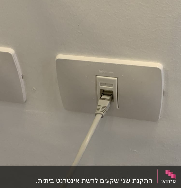 שקע רשת עם כבל מחובר לקיר